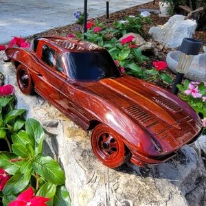 HANDCRAFTED ♡ Gorgeous Handcrafted Mahogany Wood 1963 Stingray Corvette Car